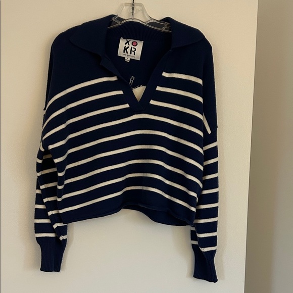 Rosenthal Sweaters - Rosenthal Royal blue and Cream V-Neck Sweater